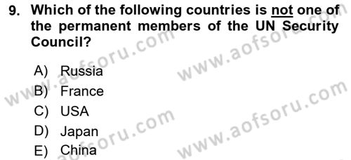 International Organization And Global Governance Dersi 2023 - 2024 Yılı (Final) Dönem Sonu Sınav Soruları 9. Soru