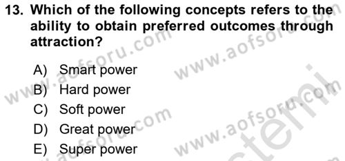 International Organization And Global Governance Dersi 2023 - 2024 Yılı Yaz Okulu Sınav Soruları 13. Soru