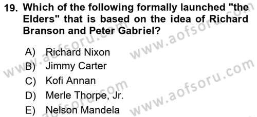 International Organization And Global Governance Dersi 2023 - 2024 Yılı Yaz Okulu Sınav Soruları 19. Soru
