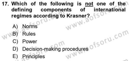 International Organization And Global Governance Dersi 2024 - 2025 Yılı (Vize) Ara Sınav Soruları 17. Soru