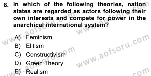 International Organization And Global Governance Dersi 2024 - 2025 Yılı (Vize) Ara Sınav Soruları 8. Soru