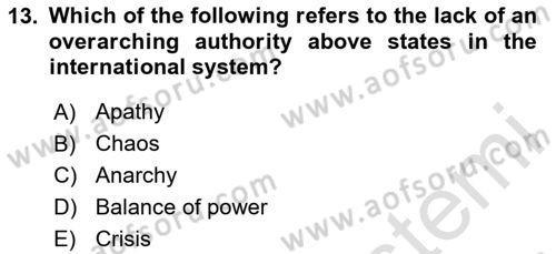 International Organization And Global Governance Dersi 2024 - 2025 Yılı (Final) Dönem Sonu Sınav Soruları 13. Soru