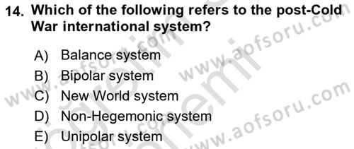 International Organization And Global Governance Dersi 2024 - 2025 Yılı (Final) Dönem Sonu Sınav Soruları 14. Soru