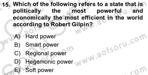 International Organization And Global Governance Dersi 2024 - 2025 Yılı (Final) Dönem Sonu Sınav Soruları 15. Soru