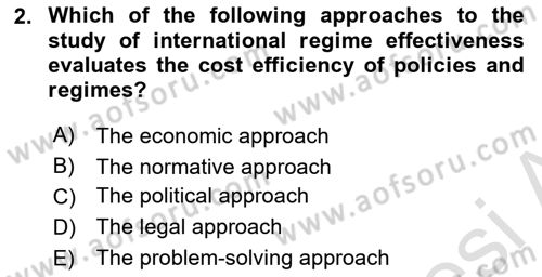 International Organization And Global Governance Dersi 2024 - 2025 Yılı (Final) Dönem Sonu Sınav Soruları 2. Soru