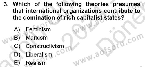 International Organization And Global Governance Dersi 2024 - 2025 Yılı (Final) Dönem Sonu Sınav Soruları 3. Soru