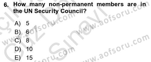 International Organization And Global Governance Dersi 2024 - 2025 Yılı (Final) Dönem Sonu Sınav Soruları 6. Soru