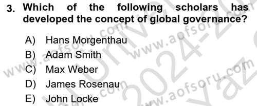International Organization And Global Governance Dersi 2024 - 2025 Yılı Yaz Okulu Sınav Soruları 3. Soru