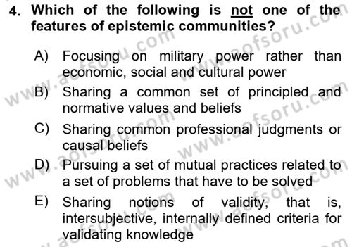 International Organization And Global Governance Dersi 2024 - 2025 Yılı Yaz Okulu Sınav Soruları 4. Soru