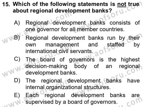 Regional Organizations Dersi 2023 - 2024 Yılı (Final) Dönem Sonu Sınav Soruları 15. Soru