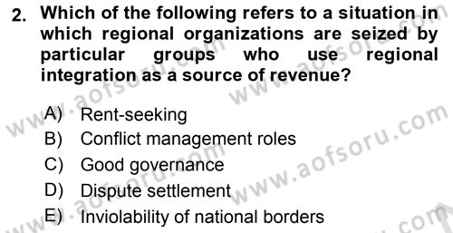 Regional Organizations Dersi 2023 - 2024 Yılı (Final) Dönem Sonu Sınav Soruları 2. Soru