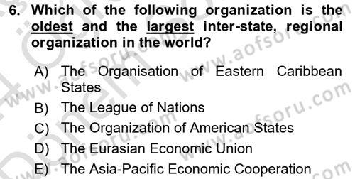 Regional Organizations Dersi 2023 - 2024 Yılı (Final) Dönem Sonu Sınav Soruları 6. Soru
