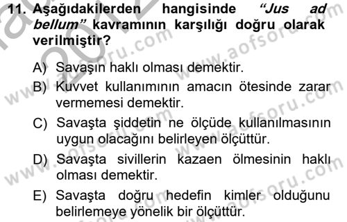 Strateji ve Güvenlik Dersi 2012 - 2013 Yılı (Vize) Ara Sınav Soruları 11. Soru