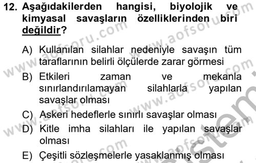 Strateji ve Güvenlik Dersi 2012 - 2013 Yılı (Vize) Ara Sınav Soruları 12. Soru