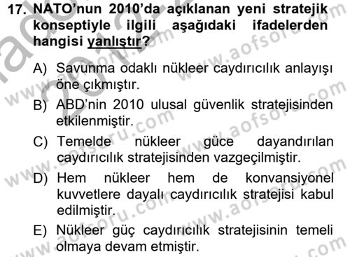 Strateji ve Güvenlik Dersi Ara Sınavı Deneme Sınav Soruları 17. Soru