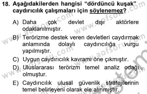 Strateji ve Güvenlik Dersi 2012 - 2013 Yılı (Vize) Ara Sınav Soruları 18. Soru