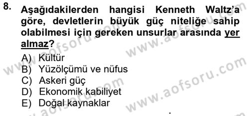 Strateji ve Güvenlik Dersi Ara Sınavı Deneme Sınav Soruları 8. Soru