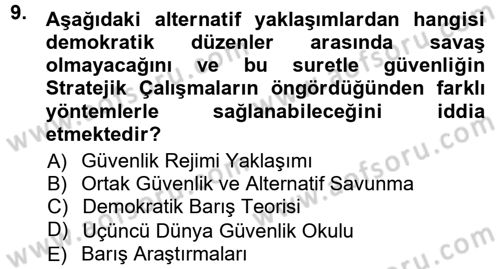 Strateji ve Güvenlik Dersi Ara Sınavı Deneme Sınav Soruları 9. Soru