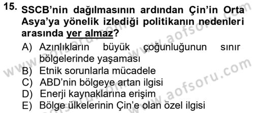 Strateji ve Güvenlik Dersi 2012 - 2013 Yılı (Final) Dönem Sonu Sınav Soruları 15. Soru