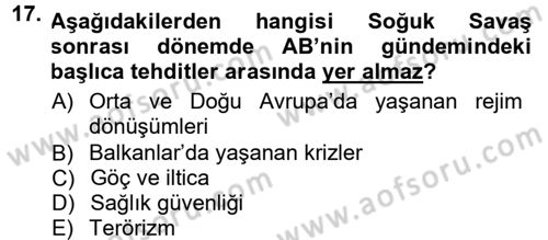 Strateji ve Güvenlik Dersi 2012 - 2013 Yılı (Final) Dönem Sonu Sınav Soruları 17. Soru