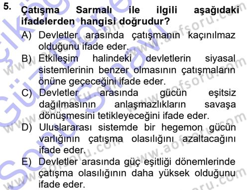 Strateji ve Güvenlik Dersi 2012 - 2013 Yılı (Final) Dönem Sonu Sınav Soruları 5. Soru