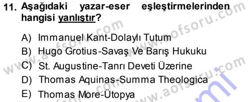 Strateji ve Güvenlik Dersi 2013 - 2014 Yılı (Vize) Ara Sınav Soruları 11. Soru