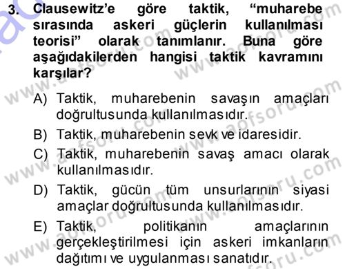 Strateji ve Güvenlik Dersi Ara Sınavı Deneme Sınav Soruları 3. Soru