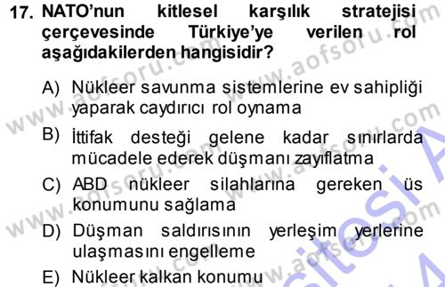 Strateji ve Güvenlik Dersi 2013 - 2014 Yılı (Final) Dönem Sonu Sınavı 17. Soru