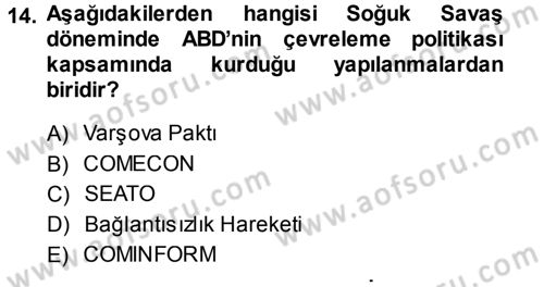 Strateji ve Güvenlik Dersi 2013 - 2014 Yılı Tek Ders Sınav Soruları 14. Soru
