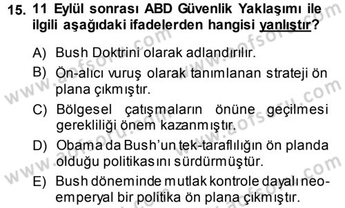 Strateji ve Güvenlik Dersi 2013 - 2014 Yılı Tek Ders Sınav Soruları 15. Soru