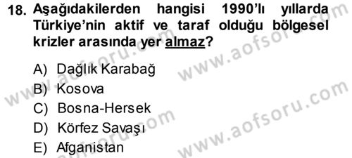 Strateji ve Güvenlik Dersi 2013 - 2014 Yılı Tek Ders Sınav Soruları 18. Soru