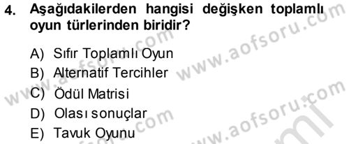 Strateji ve Güvenlik Dersi 2013 - 2014 Yılı Tek Ders Sınav Soruları 4. Soru