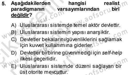 Strateji ve Güvenlik Dersi 2013 - 2014 Yılı Tek Ders Sınav Soruları 5. Soru