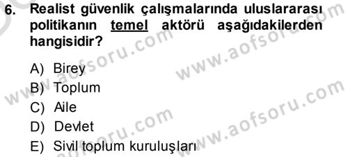 Strateji ve Güvenlik Dersi 2013 - 2014 Yılı Tek Ders Sınav Soruları 6. Soru