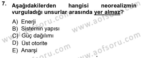 Strateji ve Güvenlik Dersi 2013 - 2014 Yılı Tek Ders Sınav Soruları 7. Soru