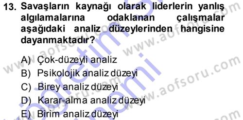 Strateji ve Güvenlik Dersi 2014 - 2015 Yılı (Vize) Ara Sınavı 13. Soru