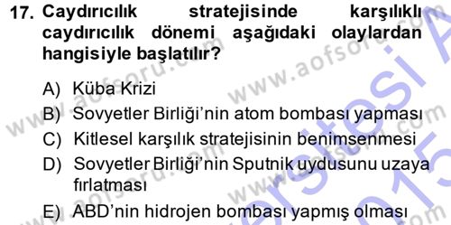 Strateji ve Güvenlik Dersi 2014 - 2015 Yılı (Vize) Ara Sınavı 17. Soru