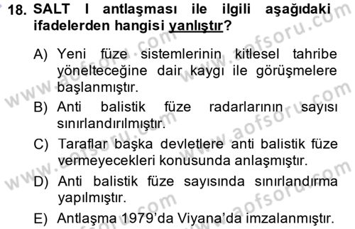 Strateji ve Güvenlik Dersi 2014 - 2015 Yılı (Vize) Ara Sınavı 18. Soru