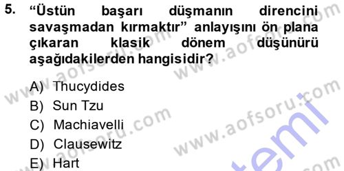 Strateji ve Güvenlik Dersi 2014 - 2015 Yılı (Vize) Ara Sınavı 5. Soru