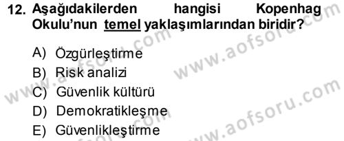 Strateji ve Güvenlik Dersi 2014 - 2015 Yılı (Final) Dönem Sonu Sınav Soruları 12. Soru