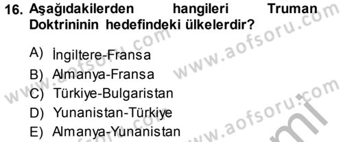 Strateji ve Güvenlik Dersi 2014 - 2015 Yılı (Final) Dönem Sonu Sınav Soruları 16. Soru