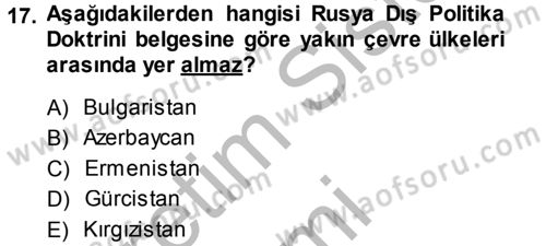 Strateji ve Güvenlik Dersi 2014 - 2015 Yılı (Final) Dönem Sonu Sınav Soruları 17. Soru