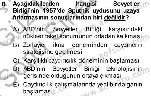 Strateji ve Güvenlik Dersi 2014 - 2015 Yılı (Final) Dönem Sonu Sınav Soruları 8. Soru