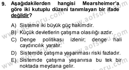 Strateji ve Güvenlik Dersi 2014 - 2015 Yılı (Final) Dönem Sonu Sınav Soruları 9. Soru