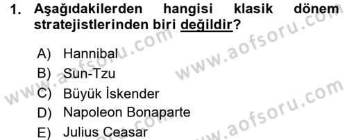 Strateji ve Güvenlik Dersi Ara Sınavı Deneme Sınav Soruları 1. Soru
