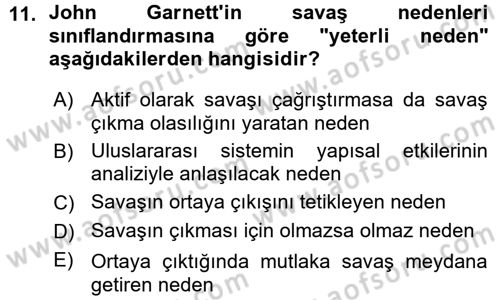 Strateji ve Güvenlik Dersi 2015 - 2016 Yılı (Vize) Ara Sınav Soruları 11. Soru