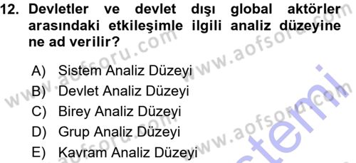 Strateji ve Güvenlik Dersi Ara Sınavı Deneme Sınav Soruları 12. Soru