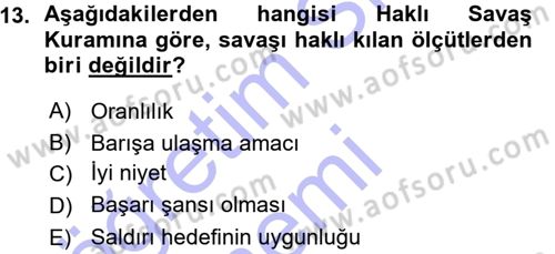 Strateji ve Güvenlik Dersi 2015 - 2016 Yılı (Vize) Ara Sınav Soruları 13. Soru