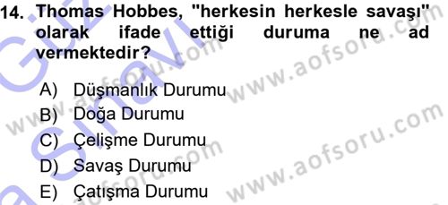 Strateji ve Güvenlik Dersi 2015 - 2016 Yılı (Vize) Ara Sınav Soruları 14. Soru