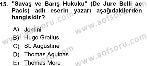 Strateji ve Güvenlik Dersi 2015 - 2016 Yılı (Vize) Ara Sınav Soruları 15. Soru